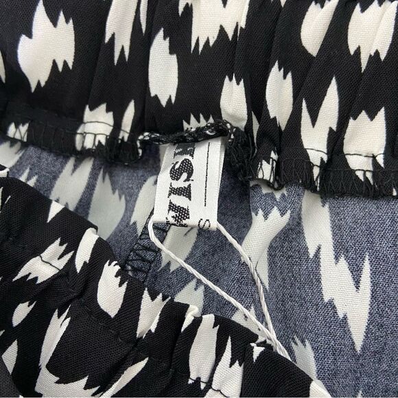 NWT Ecowish Womens‎ S Wide Leg Pull On Pants Black & White Abstract Print Casual - Picture 10 of 15